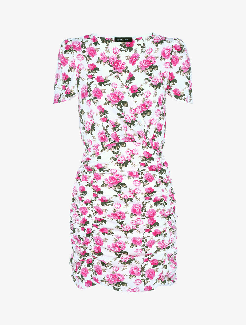Robe moulante à imprimé floral - ecru - 5