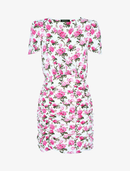 Robe moulante à imprimé floral - ecru - 5