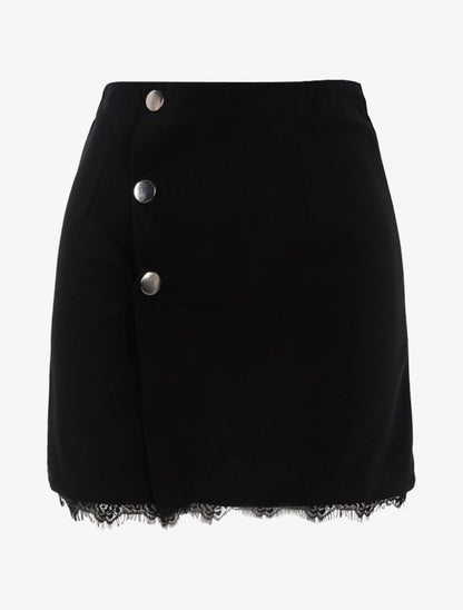 Mini jupe trapèze à boutons pression - noir - 6