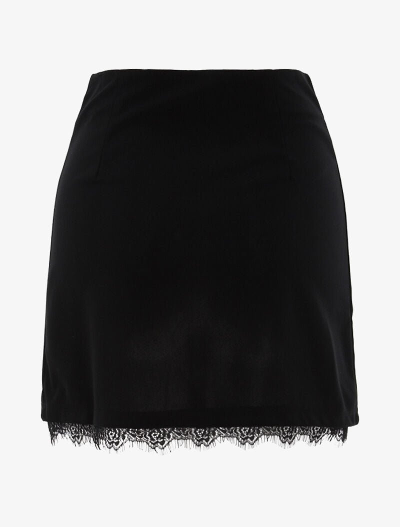 Mini jupe trapèze à boutons pression - noir - 2