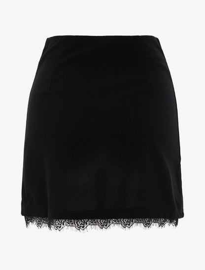 Mini jupe trapèze à boutons pression - noir - 2