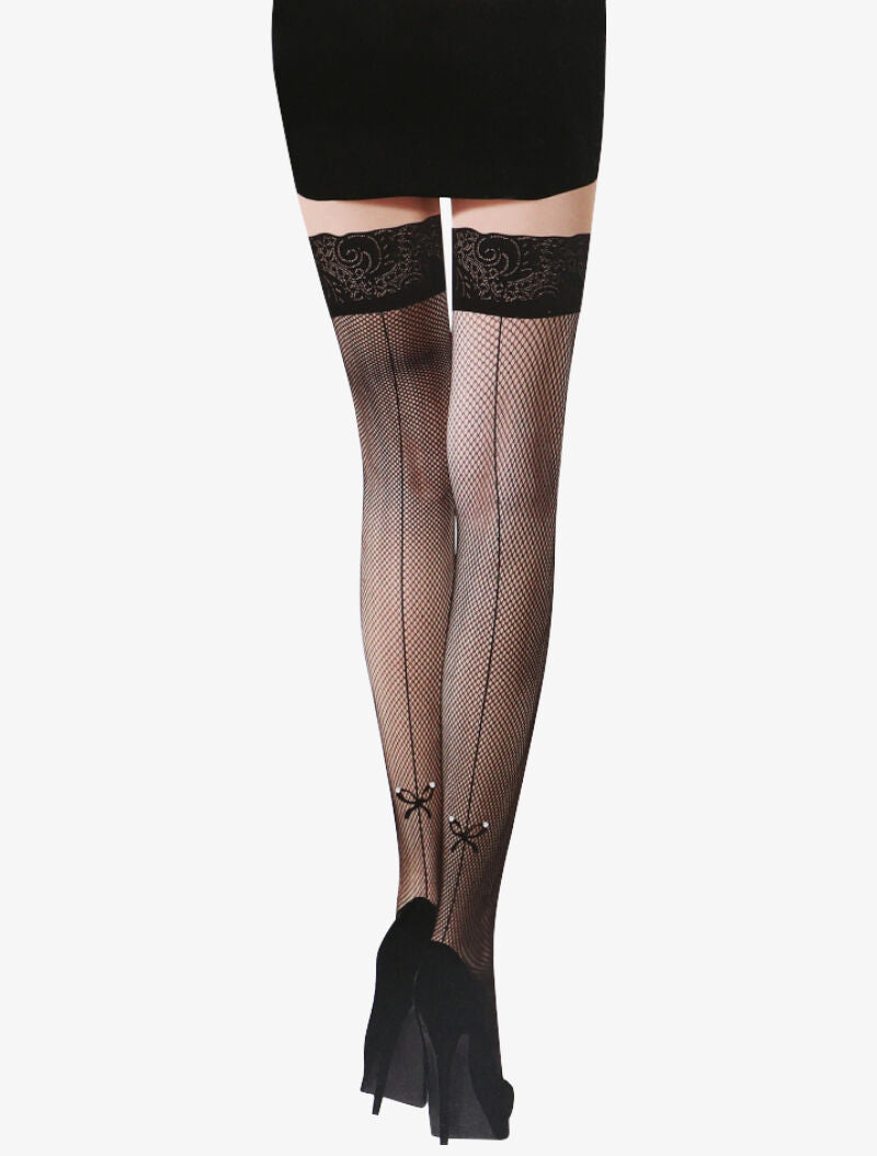 Bas autofixants à petits noeuds strassés - noir - 1