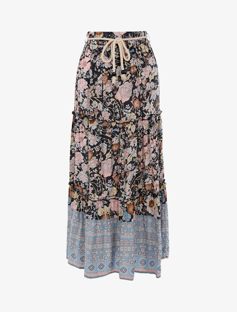 Jupe midi à imprimés - rose - 1