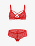 Ensemble lace en dentelle ajourée - rouge - 3