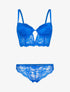 Ensemble bustier en dentelle fleurie - bleu électrique - 3