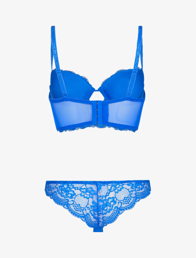 Ensemble bustier en dentelle fleurie - bleu électrique - 2