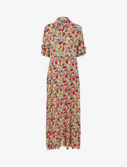 Robe chemise à imprimé coquelicots - ecru - 1
