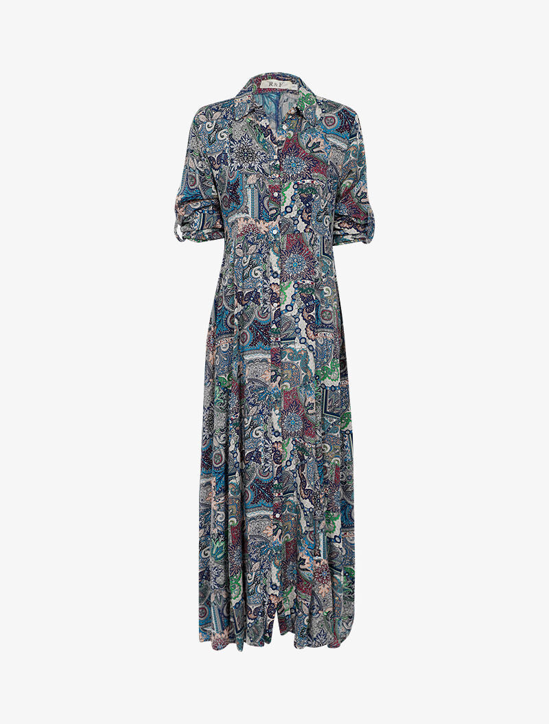 Robe chemise à imprimé cachemire - bleu - 3
