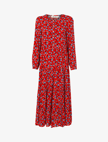 Robe fluide à imprimé floral - rouge - 1