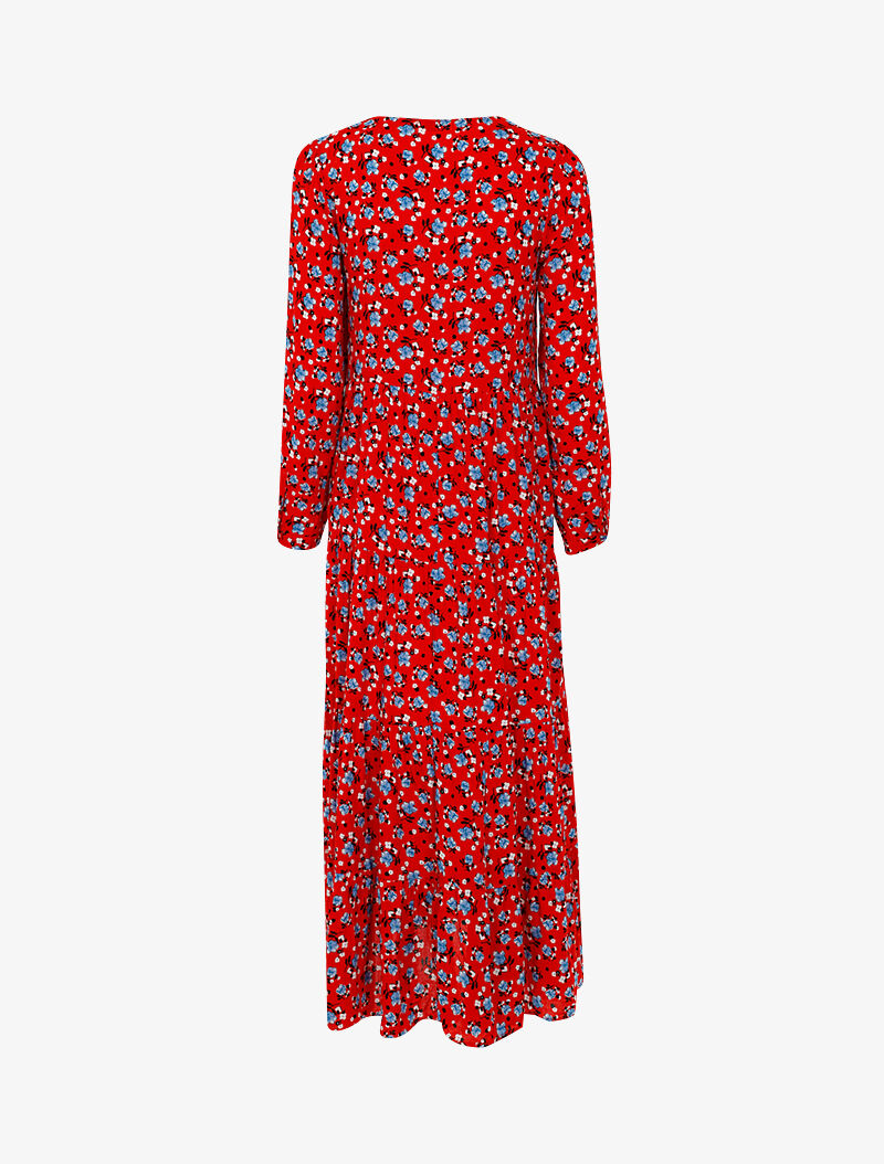 Robe fluide à imprimé floral - rouge - 2