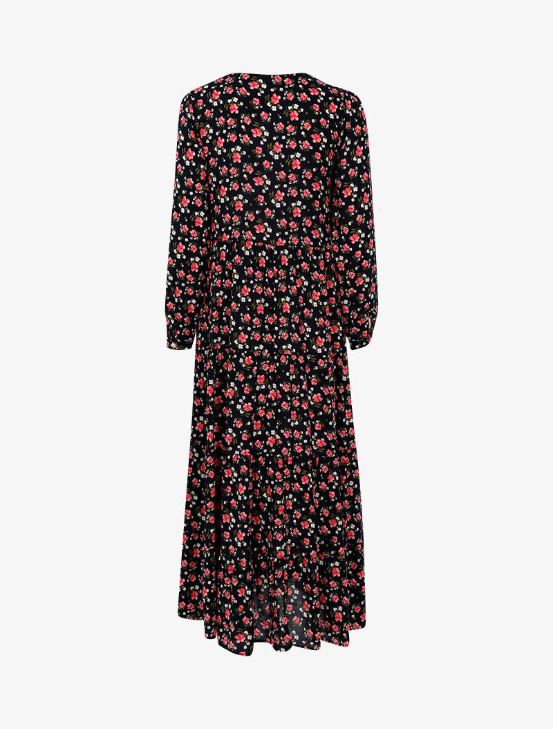 Robe fluide à imprimé floral - marine - 2