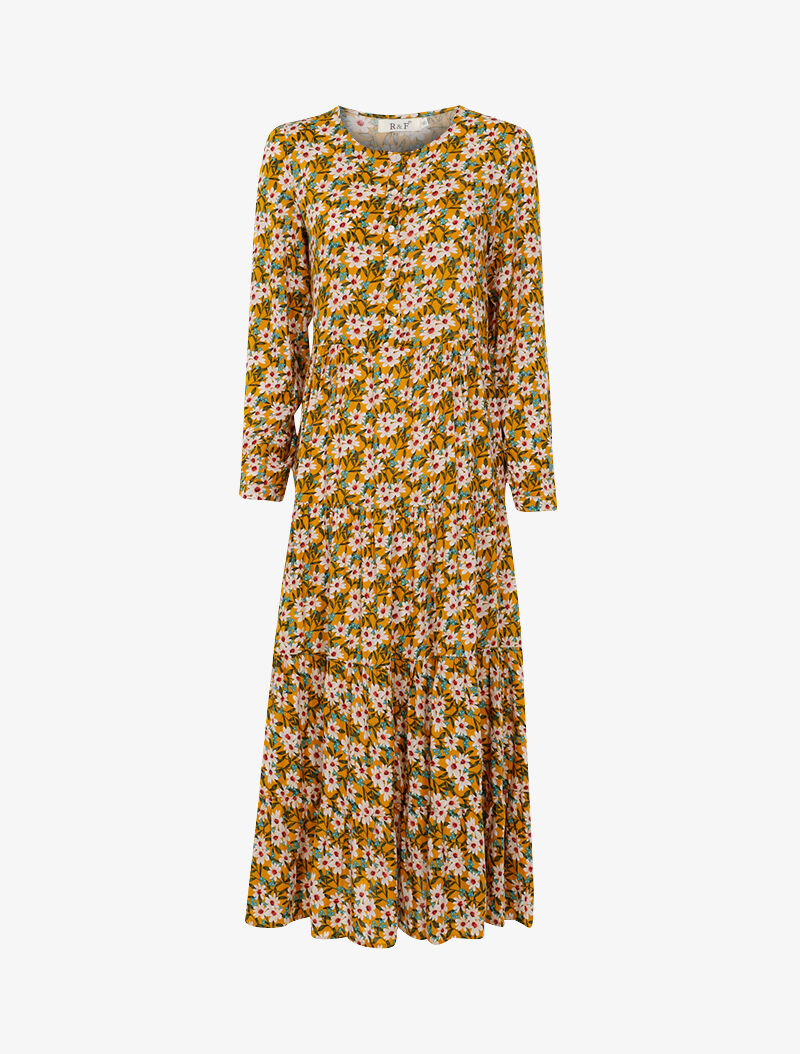 Robe fluide à imprimé champêtre - jaune - 3