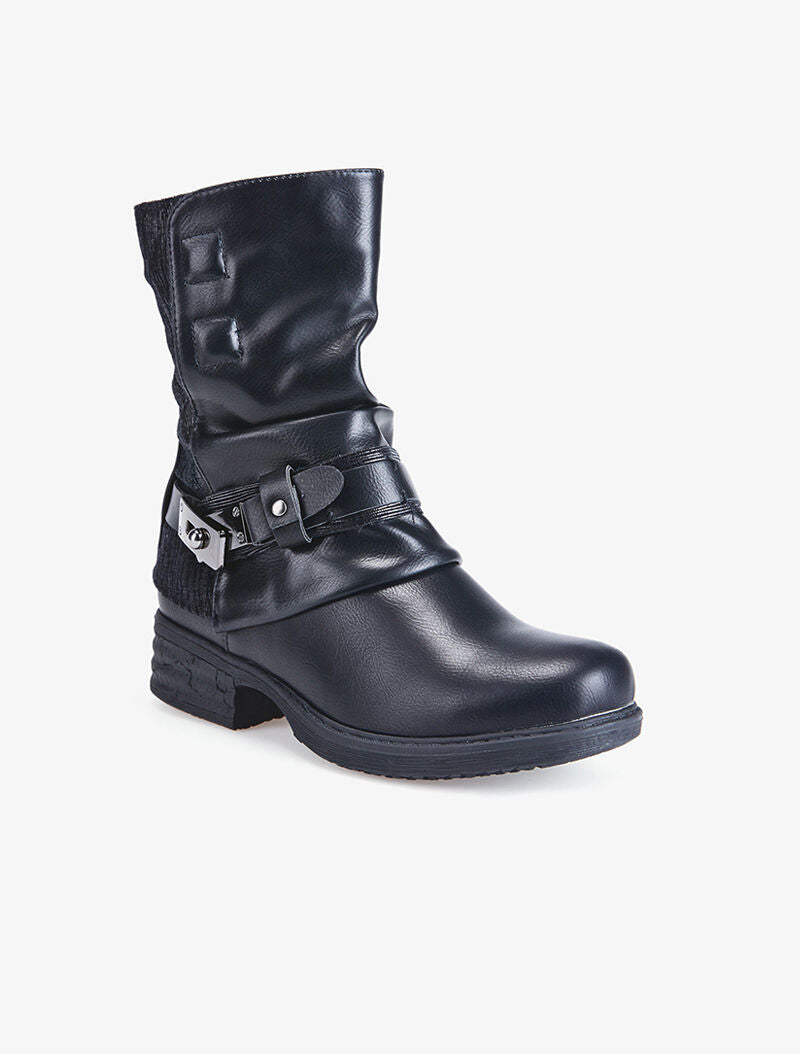 Boots à revers bimatière - noir - 2