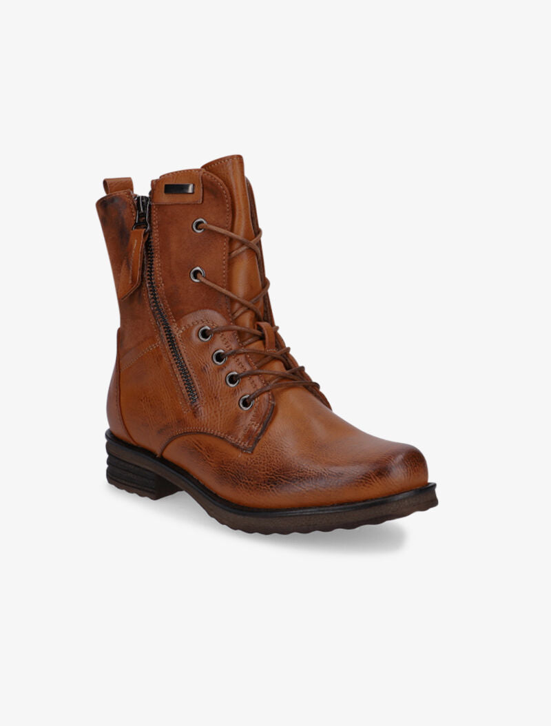 Bottines hautes effet craquelé - camel - 2