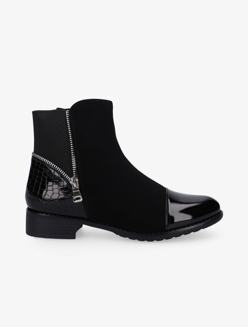 Bottines à détails zippés et élastiqués - noir - 5