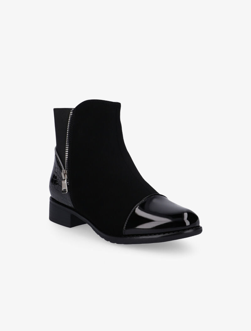 Bottines à détails zippés et élastiqués - noir - 2
