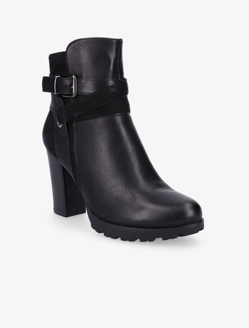 Bottines à empiècement et lanières - noir - 2