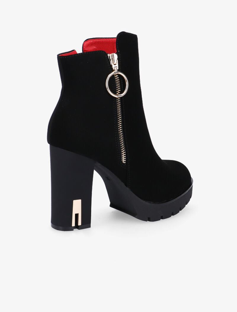 Bottines élegantes à intérieur de cheville contrasté - noir/rouge - 4
