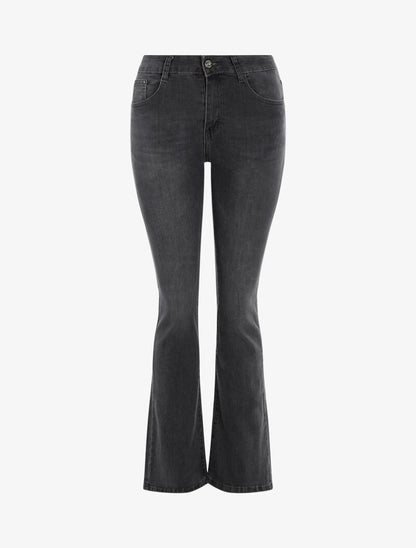 Jean flare casual à taille haute - anthracite - 3