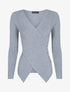 Pull côtelé à pans croisés - gris clair - 3