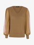 Pull à manches en voile et détails en relief - camel - 1