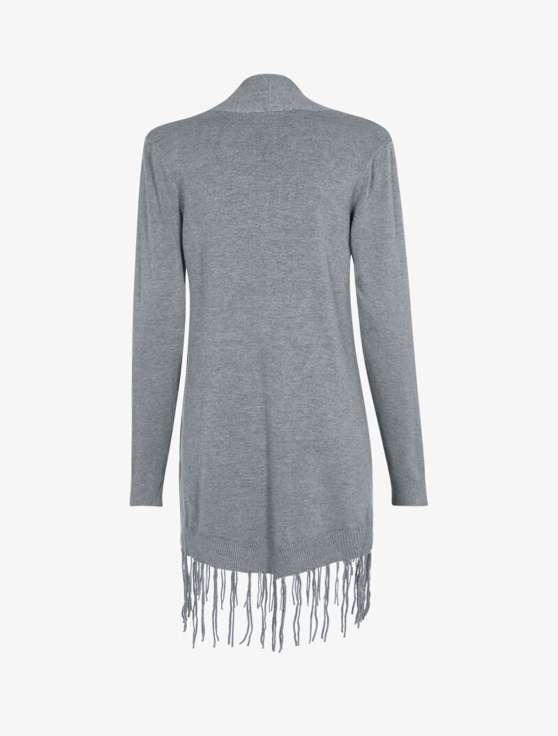 Gilet doux à bords frangés - gris foncé - 2