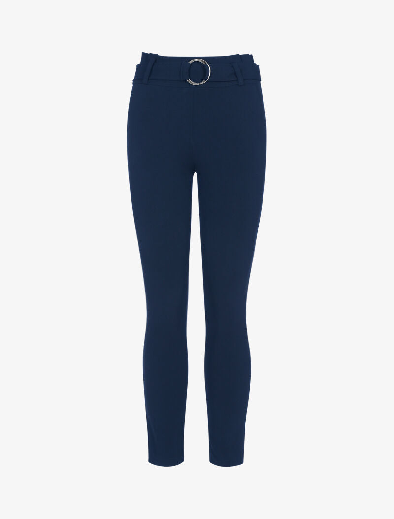 Pantalon coupe carotte ceinturé - marine - 3