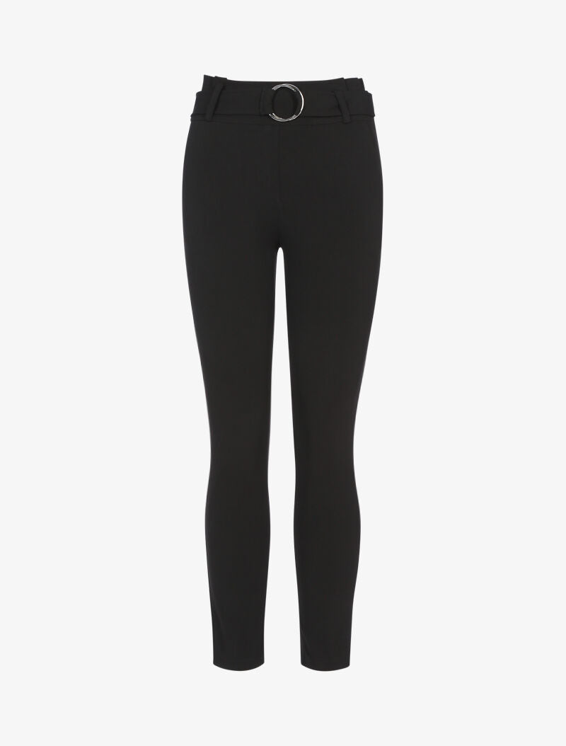 Pantalon coupe carotte ceinturé - noir - 1