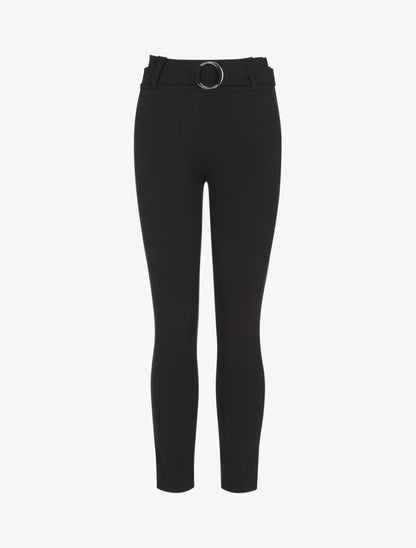 Pantalon coupe carotte ceinturé - noir - 1