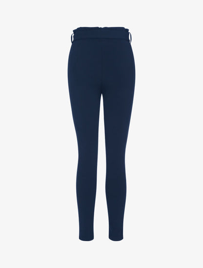 Pantalon coupe carotte à taille volantée - marine - 2