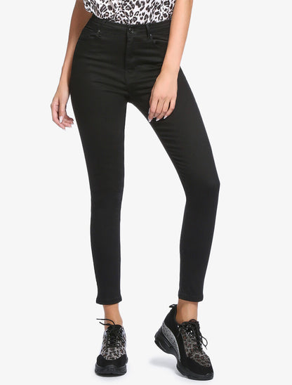 Jean basique uni à taille haute - noir - 5