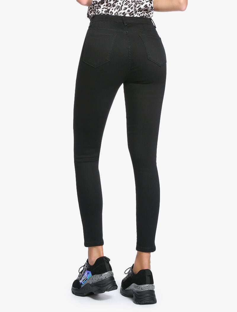 Jean basique uni à taille haute - noir - 2