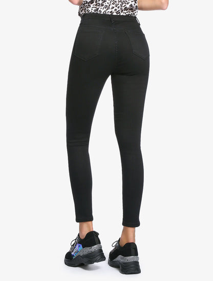 Jean basique uni à taille haute - noir - 2