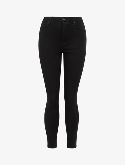 Jean basique uni à taille haute - noir - 3