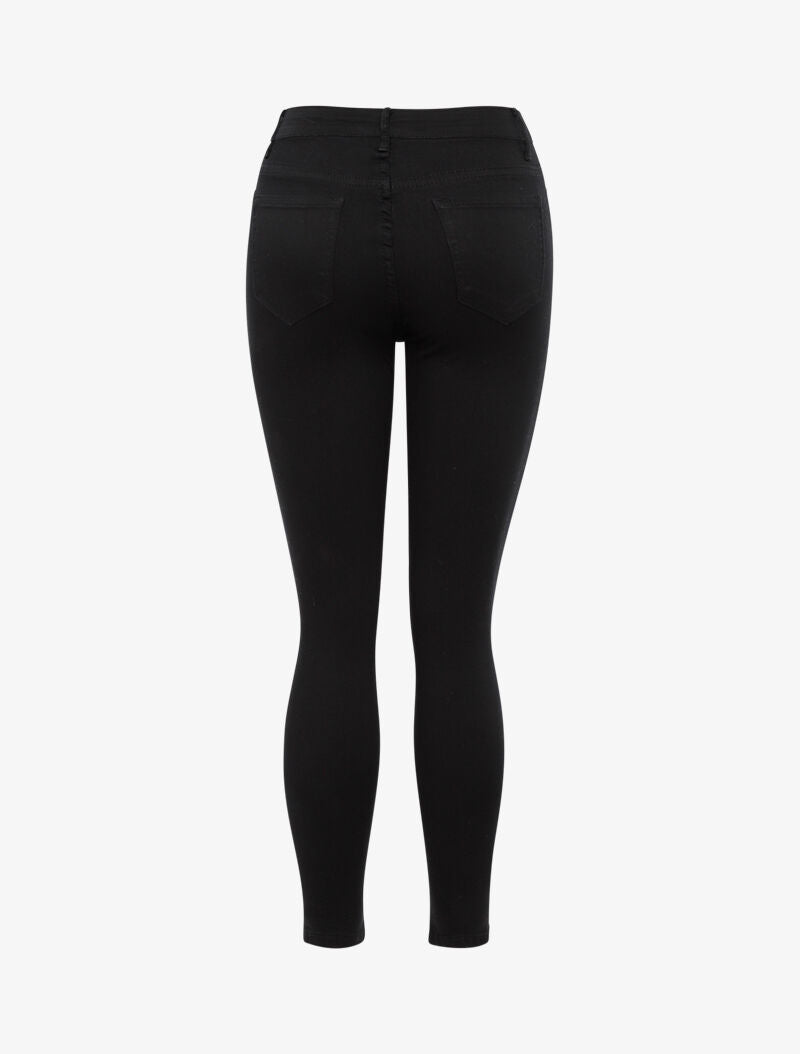 Jean basique uni à taille haute - noir - 4