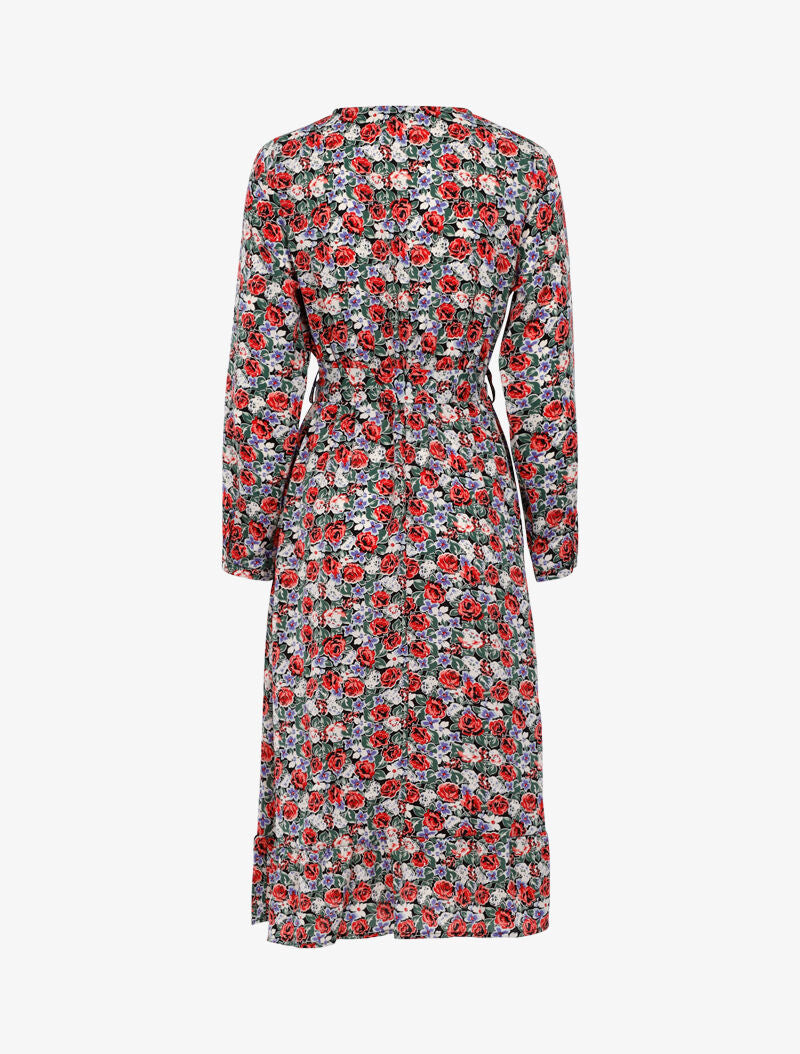 Robe mi longue à imprimé floral - rouge - 2