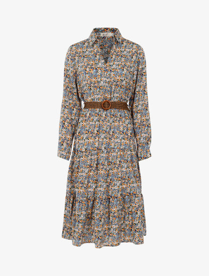 Robe légère cintrée à petites fleurs - bleu - 2