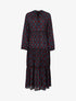 Robe bohème imprimé fleurs abstraites - bleu nuit - 1