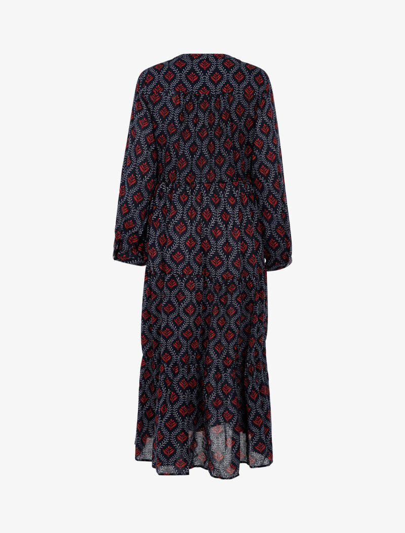 Robe bohème imprimé fleurs abstraites - bleu nuit - 2
