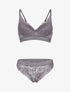 Ensemble bustier en dentelle et bandes - gris foncé - 1