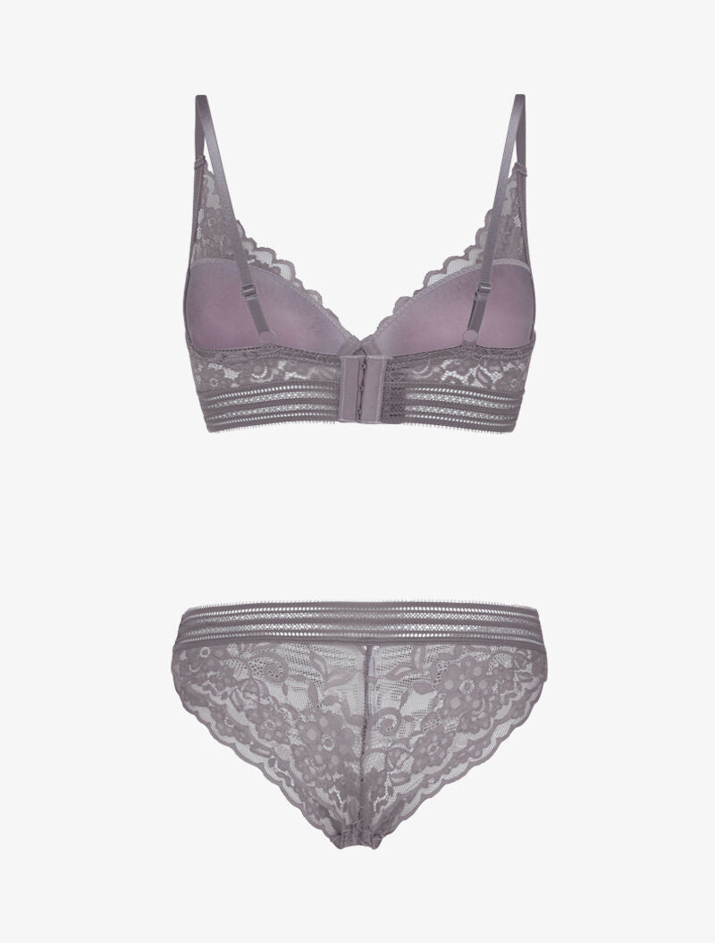 Ensemble bustier en dentelle et bandes - gris foncé - 2