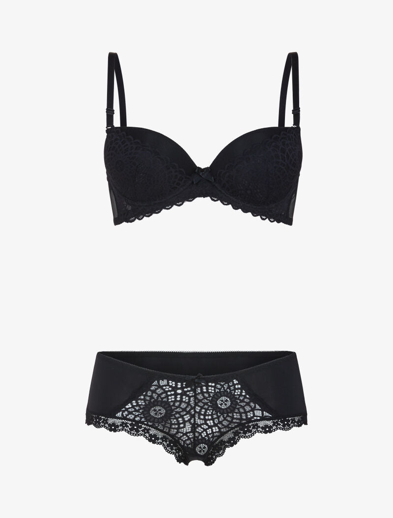 Ensemble en dentelle et résille - noir - 3