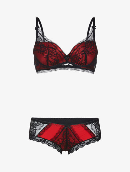 Ensemble à broderie fine - rouge/noir - 1