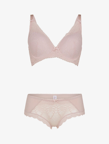 Ensemble à fleurs stylisées - rose orange - 1