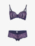Ensemble en dentelle à bretelles stylisées - violet/rose - 1