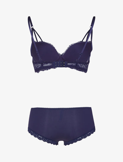 Ensemble en dentelle à bretelles stylisées - violet/rose - 2