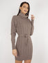 Robe-pull à détails tressés et côtelés - marron - 4
