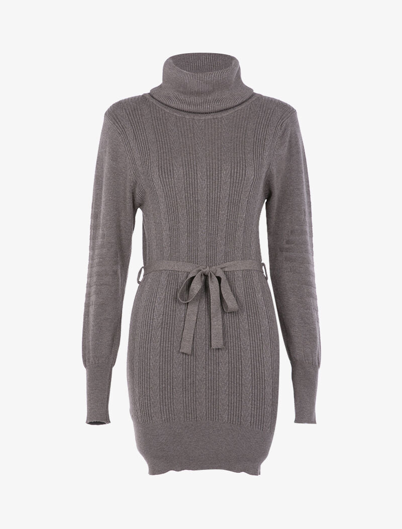 Robe-pull à détails tressés et côtelés - marron - 2