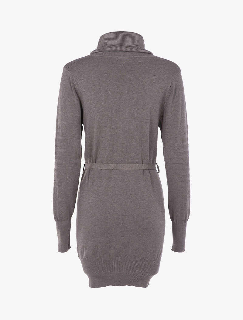 Robe-pull à détails tressés et côtelés - marron - 3