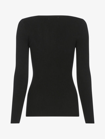 Pull côtelé à bandes en maille tressée - noir - 2